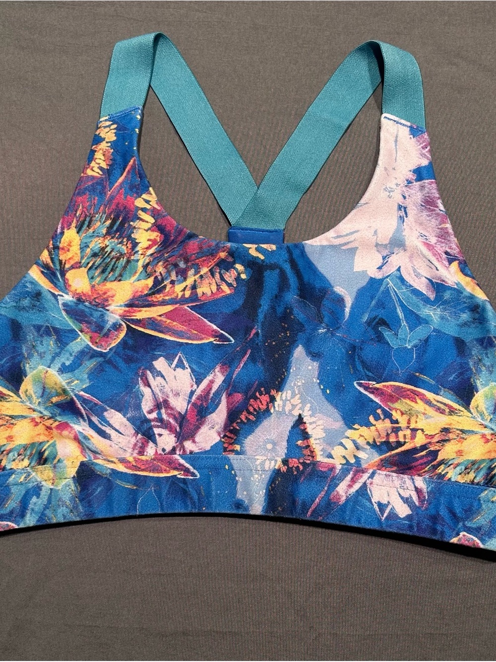 DSG Girls' Blue Abstract Print Performance Aspire Sports Bra